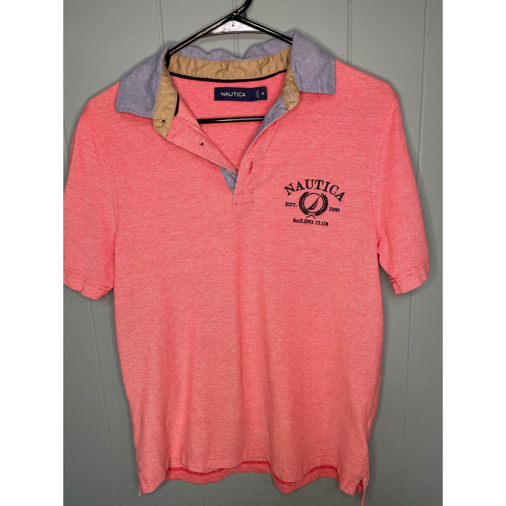 Nautica Polo Shirt Mens XS Pink Excellent Sailing Club Short Sleeve Pique P1753